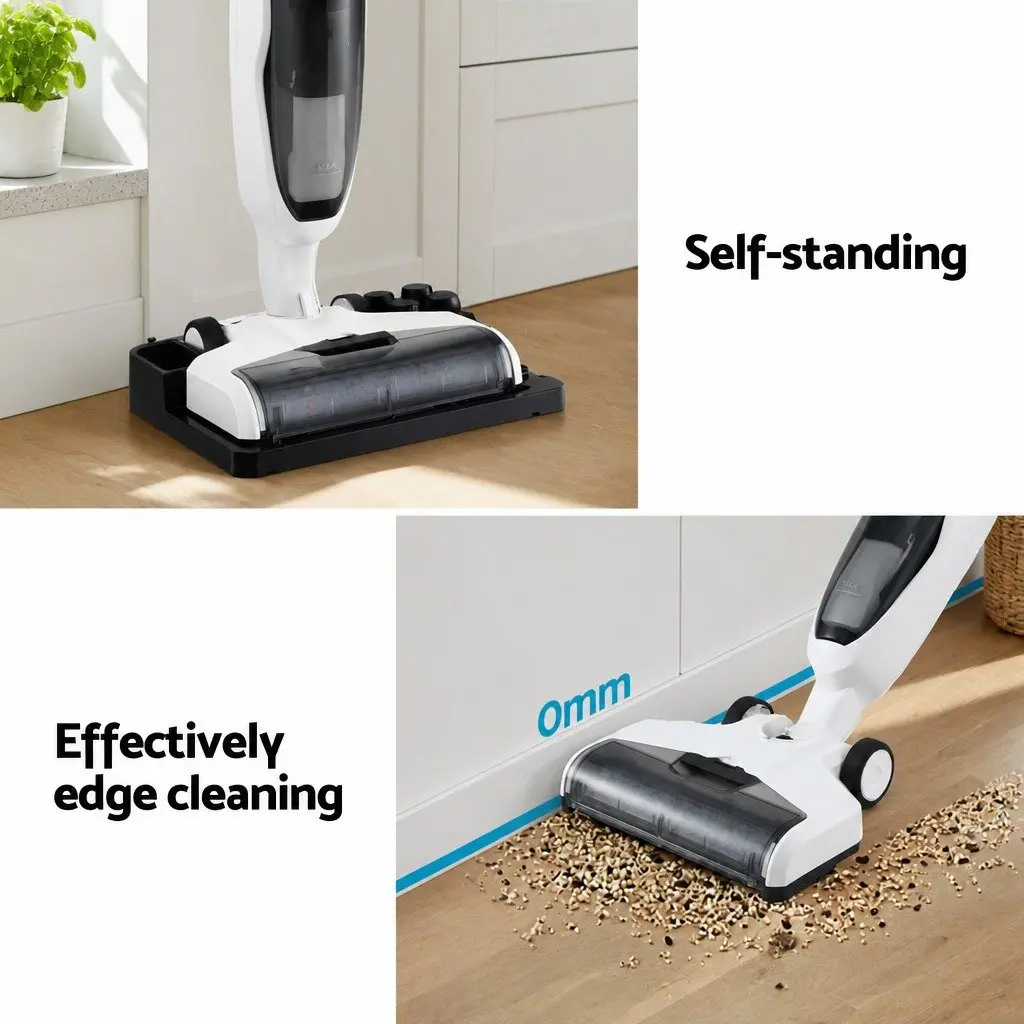 Cordless Wet Dry Vacuum Cleaner 200W Lightweight Mop for Hard Floors White Grey