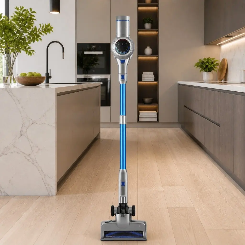 Cordless Stick Vacuum Cleaner Brushless Motor 300W Lightweight Self-Standing Navy Blue