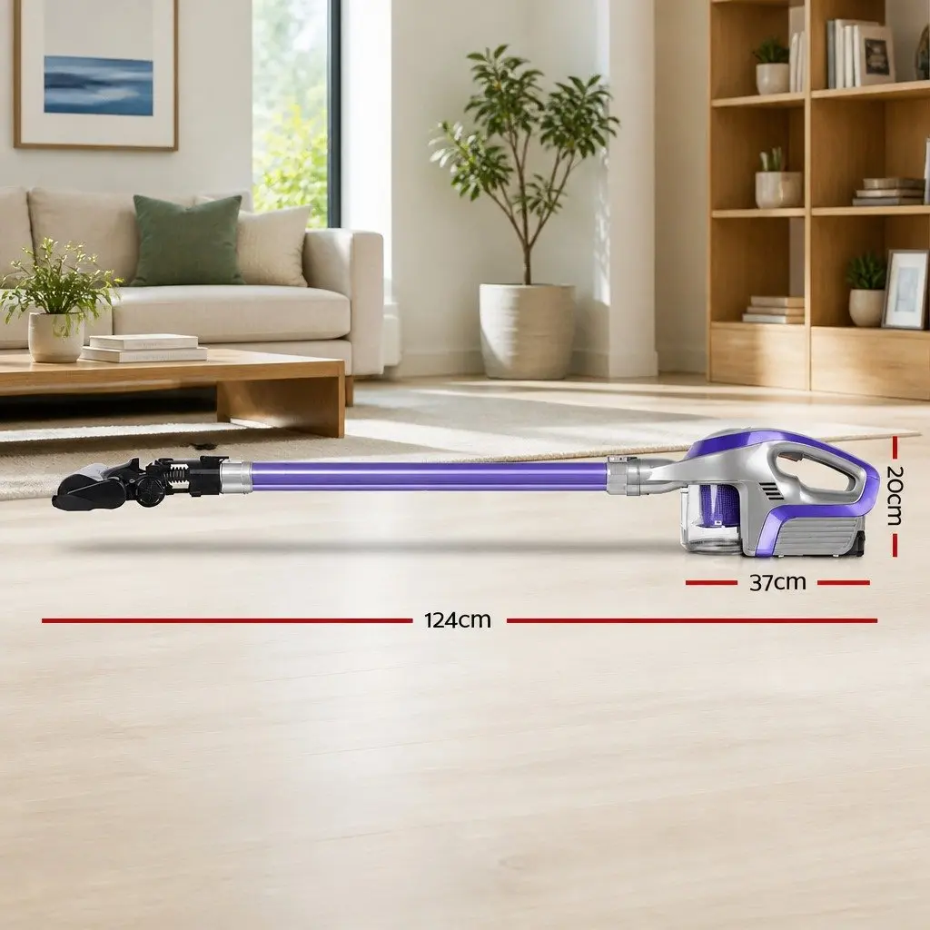 Cordless Stick Vacuum Cleaner Motorised Roller Head 150W Purple Grey