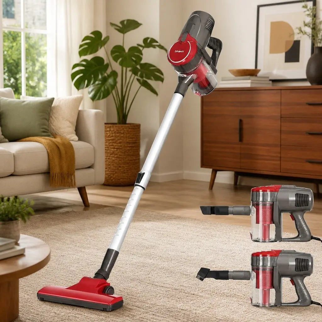 Stick Vacuum Cleaner Corded 500W Red Handheld Powerful Suction