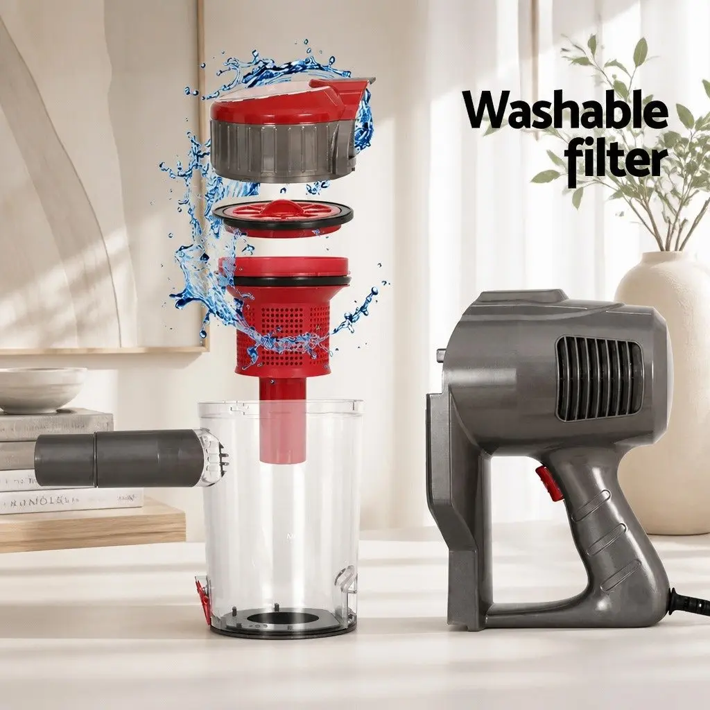 Stick Vacuum Cleaner Corded 500W Red Handheld Powerful Suction