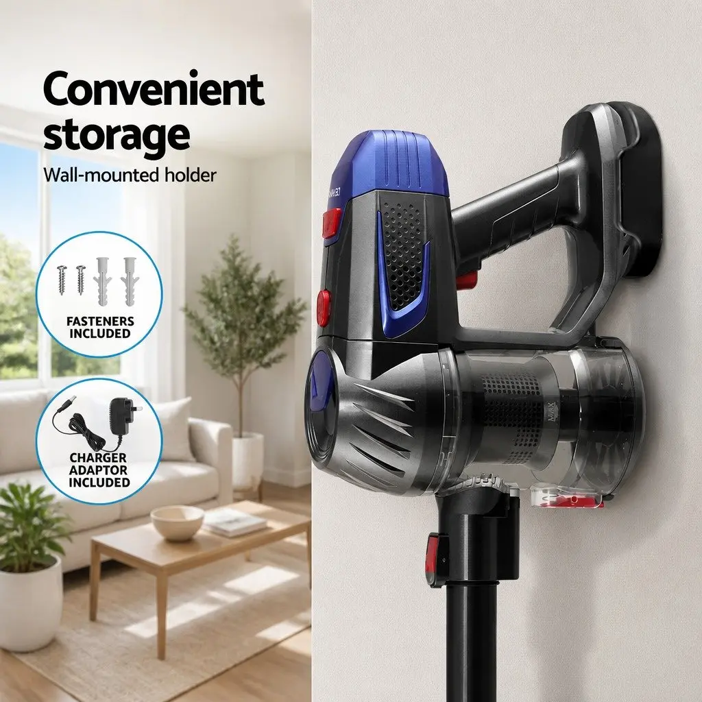 Cordless Handheld Vacuum Cleaner Rotatable Head Adjustable Suction Power Red