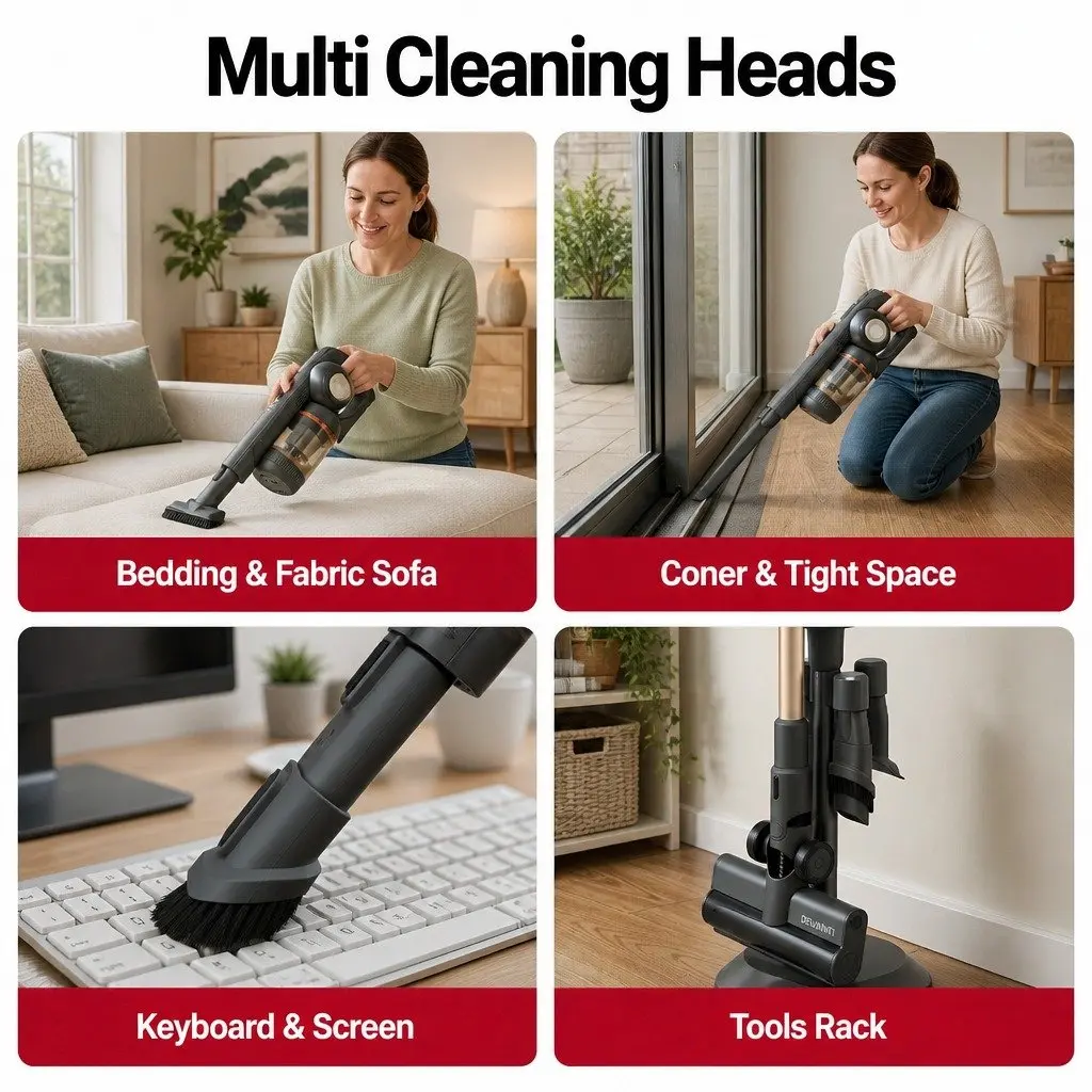 Cordless Stick Vacuum Cleaner with Auto-Empty Dust Station Grey 40 Minutes Runtime HEPA Filter LED Brush Head