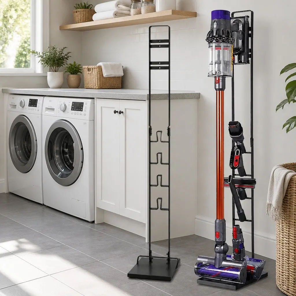 Vacuum Stand Freestanding Cast Iron Storage Organizer 11cm Width Black