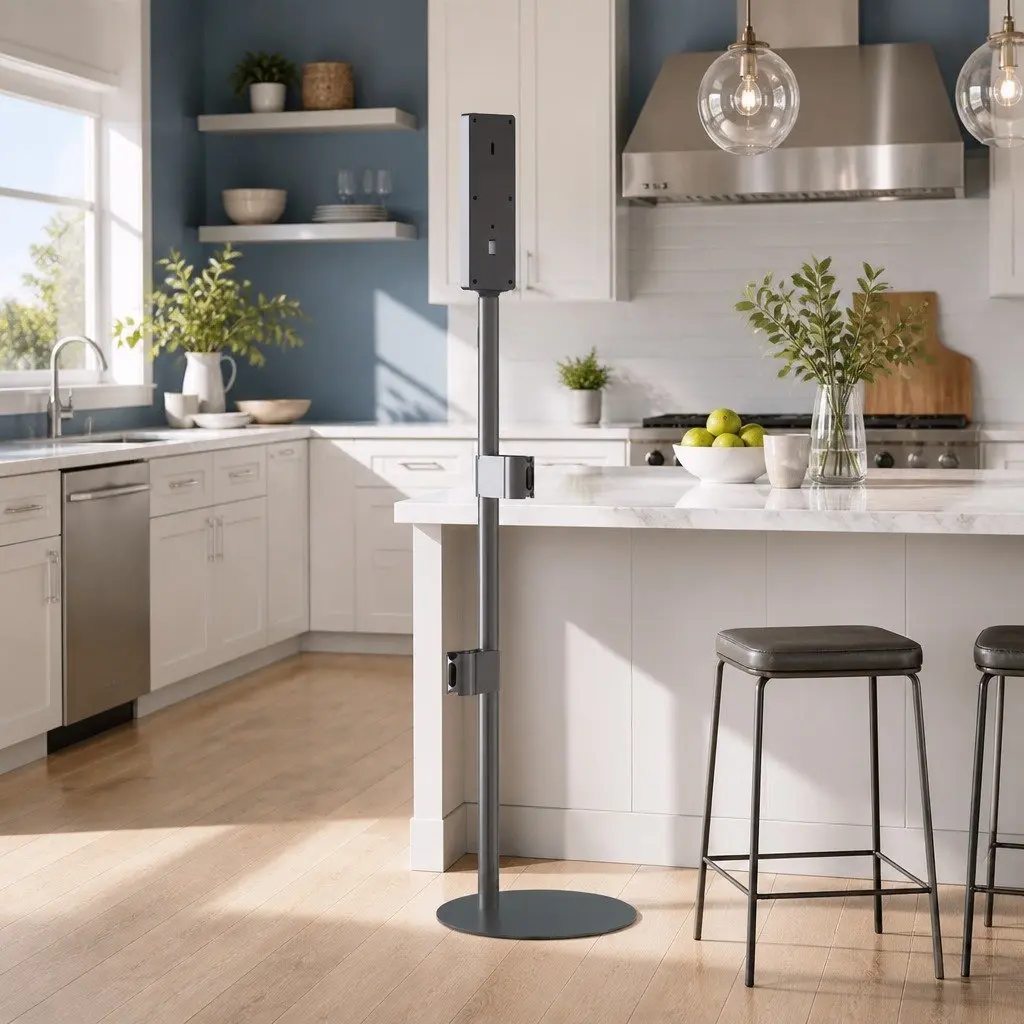 Vacuum Cleaner Stand Freestanding Aluminium Alloy Grey 30cm x 30cm x 124cm