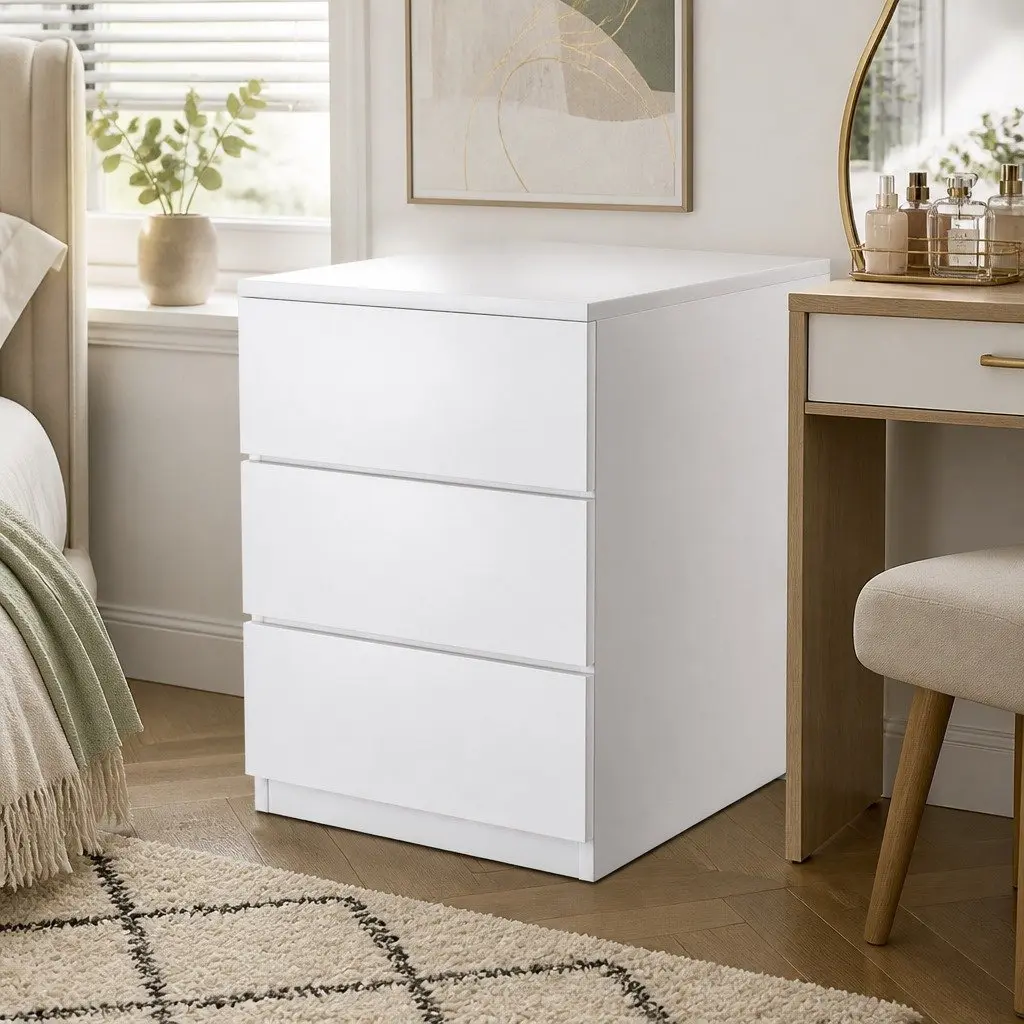 Dressing Table Set with LED Mirror and Stool White Particle Board and Steel 80cm x 40cm x 131cm