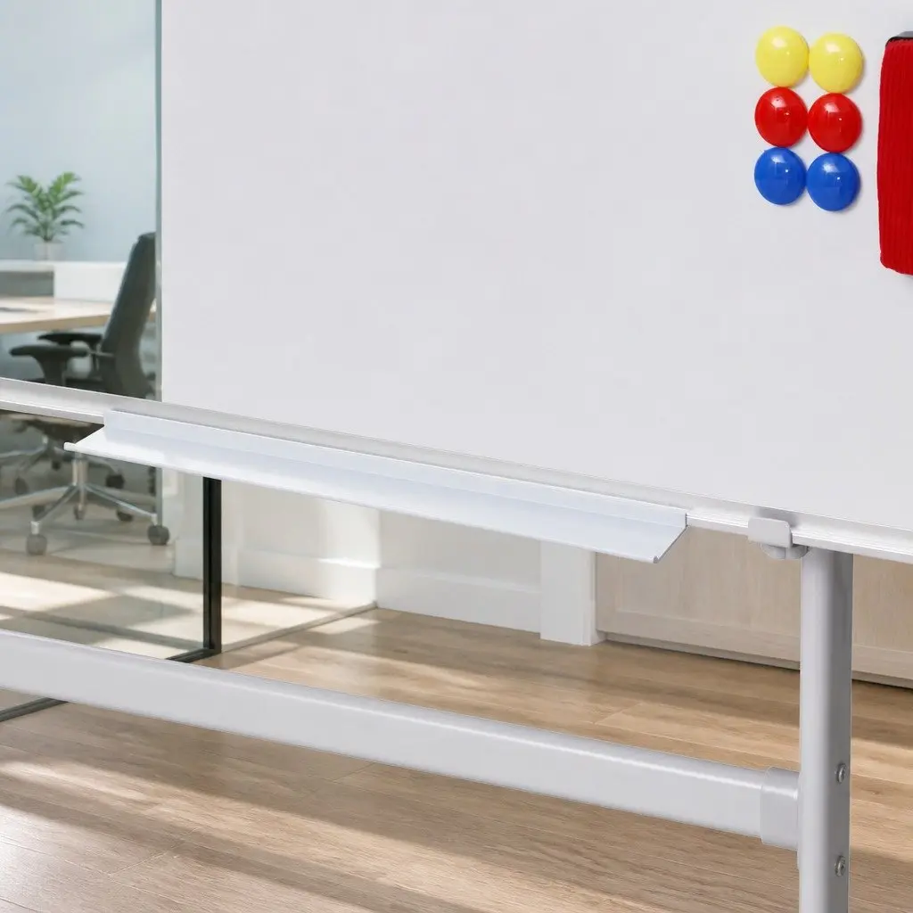 Double-Sided Magnetic Whiteboard Yellow Lockable Wheels 90x120cm Mobile Surface