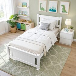 Practical Bedroom Set: King Single Bed and Table