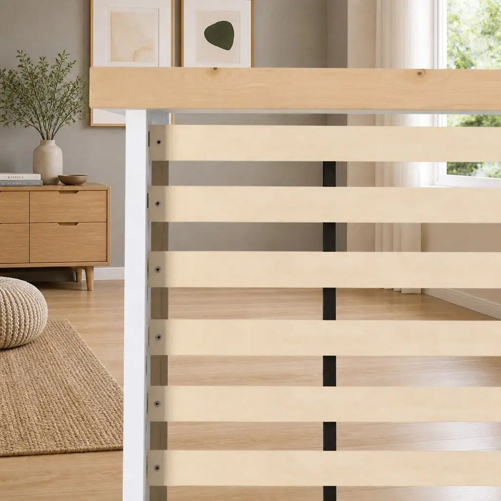 Double Bed Frame Wooden Pine White 200cm x 147cm