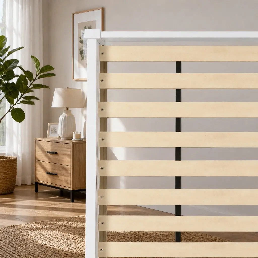 King Single Bed Frame White Pine Solid Wood Storage Under Bed Central Support 210cm Length 115cm Width 30cm Height