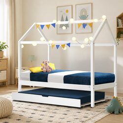 Practical Wooden House Bed Frame for Kids' Bedrooms