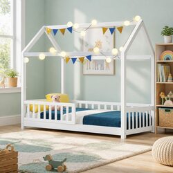 Practical Pine Wood Bed Frame for Kids' Bedrooms