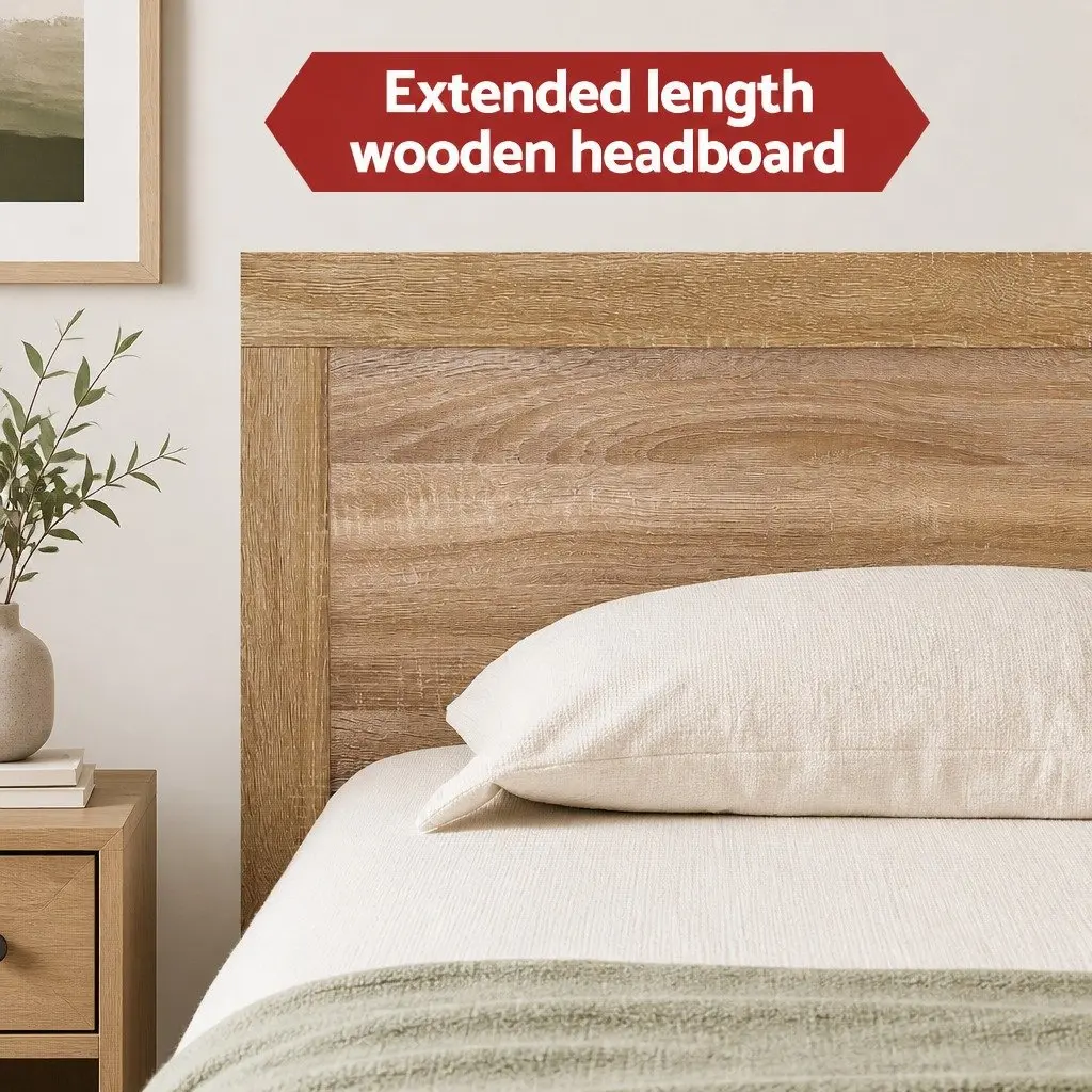 Single Bed Frame Wooden Base Walnut Colour 197cm L x 106cm W x 90cm H