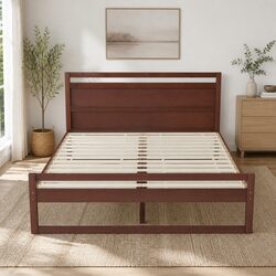 Functional Walnut Double Bed Frame for Any Bedroom