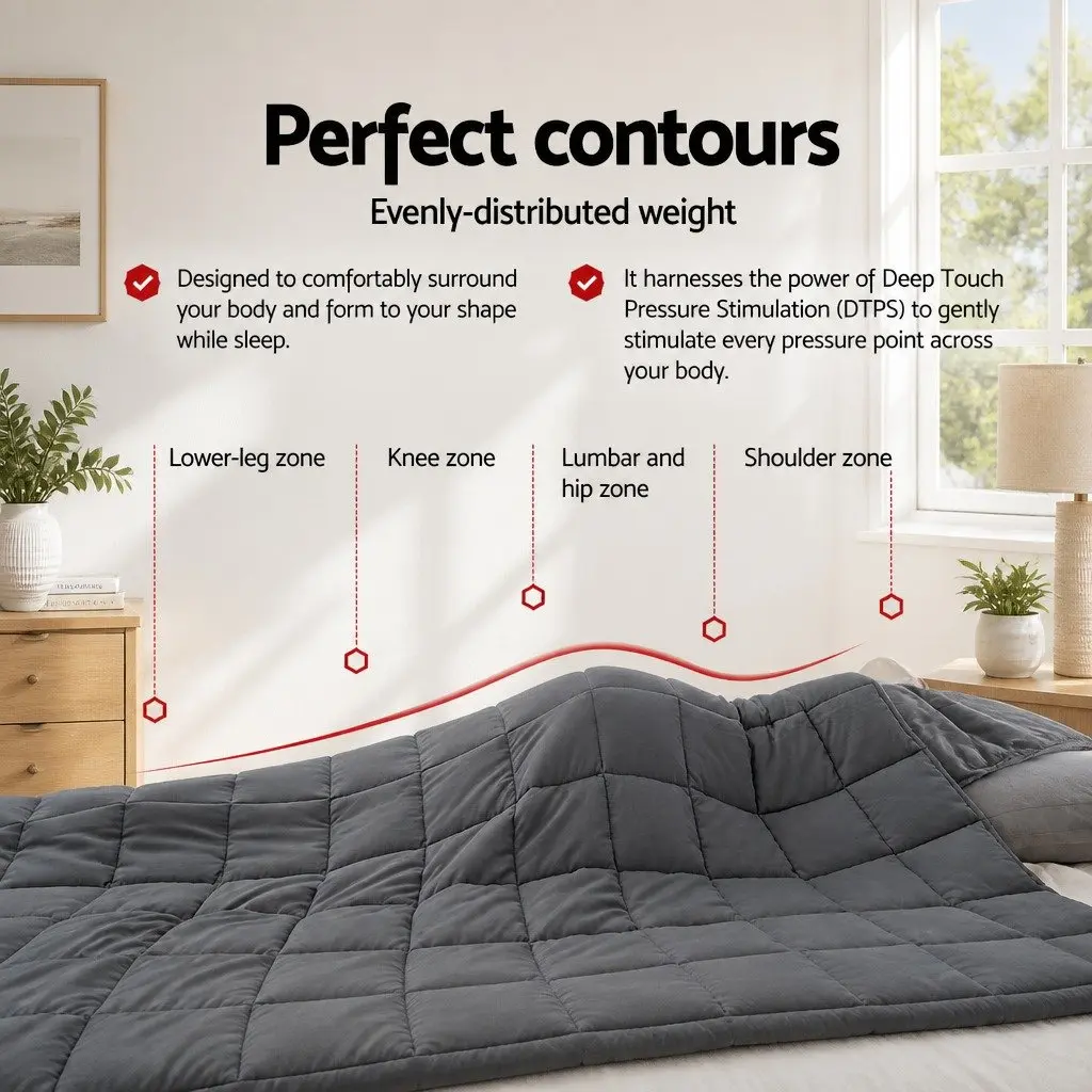 Weighted Blanket Dark Grey Microfibre 152cm x 203cm 5KG Adult Deep Touch Pressure Therapy