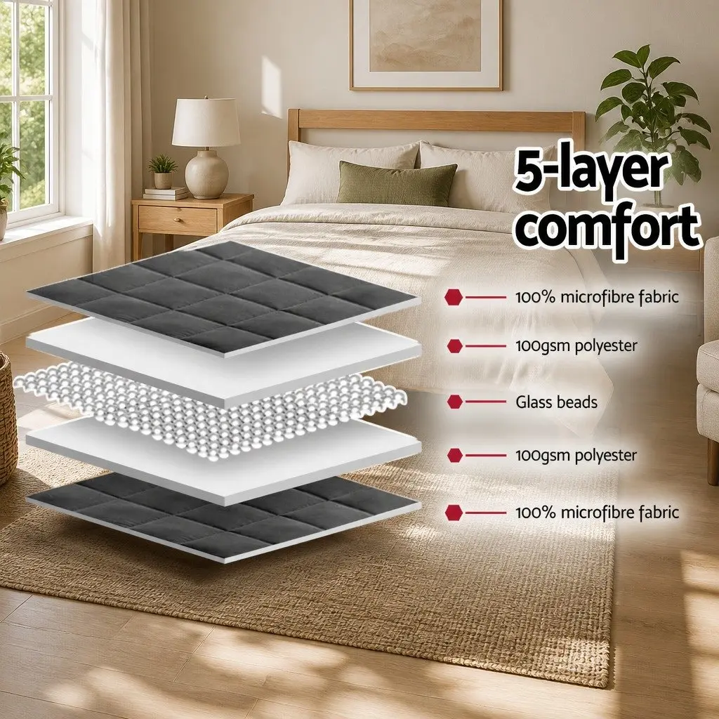 Weighted Blanket Dark Grey Microfibre 152cm x 203cm 5KG Adult Deep Touch Pressure Therapy