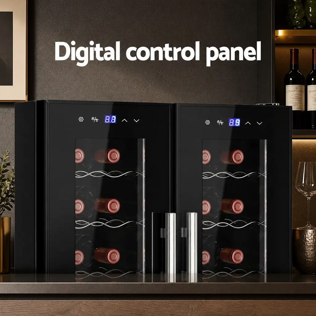 Wine Fridge Cooler Compressor Dual Zone 24 Bottles Black