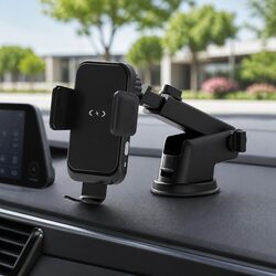 Wireless Car Charger 15W Fast Charging Phone Mount Vent Suction Cup Black