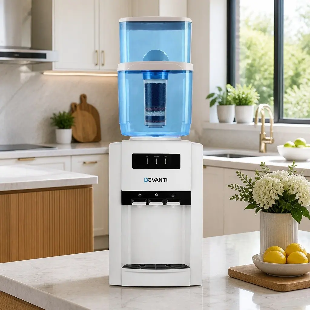 Water Dispenser Benchtop 22L Plastic White Hot Cold Room Temperature