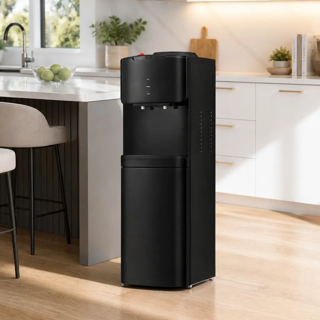 Water Dispenser Top Loading Metal Plastic 30cm x 30cm x 87.5cm Black