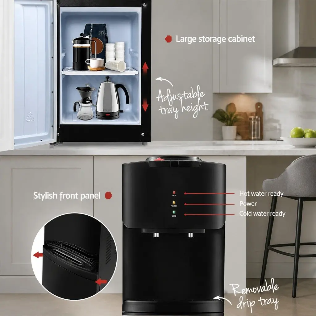Water Dispenser Top Loading Metal Plastic 30cm x 30cm x 87.5cm Black