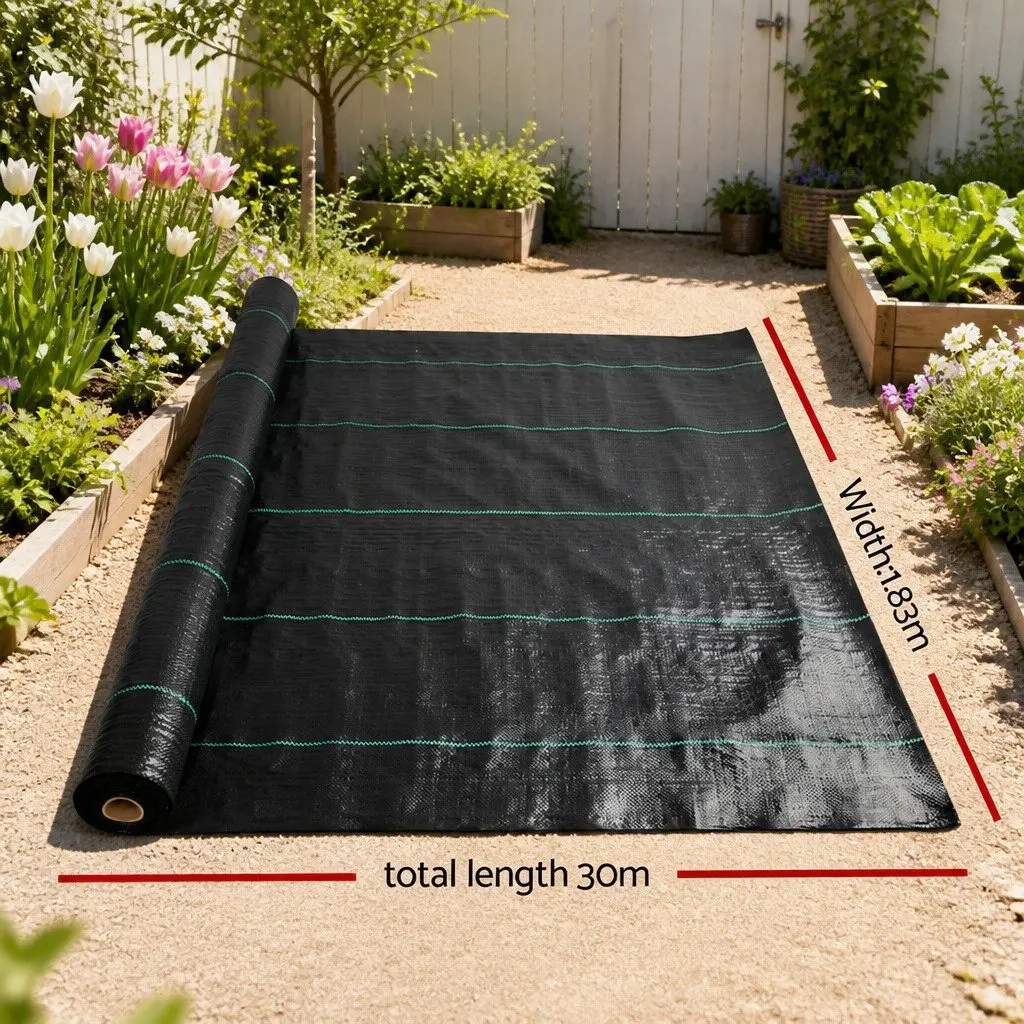 Weed Control Mat Woven Fabric 1.83m x 30m Black Garden Weedmat