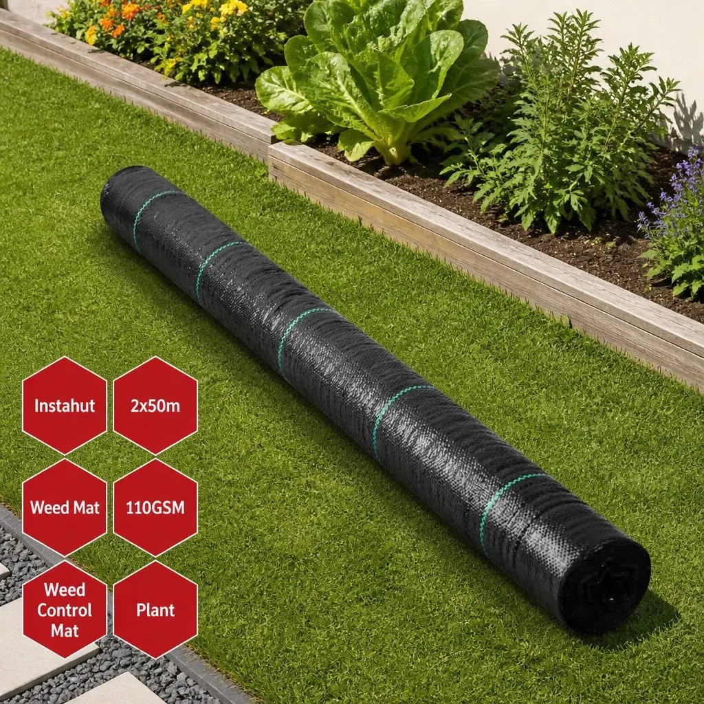 Weed Control Mat Heavy Duty 110GSM Black 2m x 50m Non-Chemical Garden Suppressant Fabric