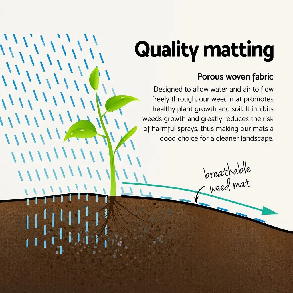 Weed Control Mat Woven PE Fabric 3.66m x 50m Black UV Resistant