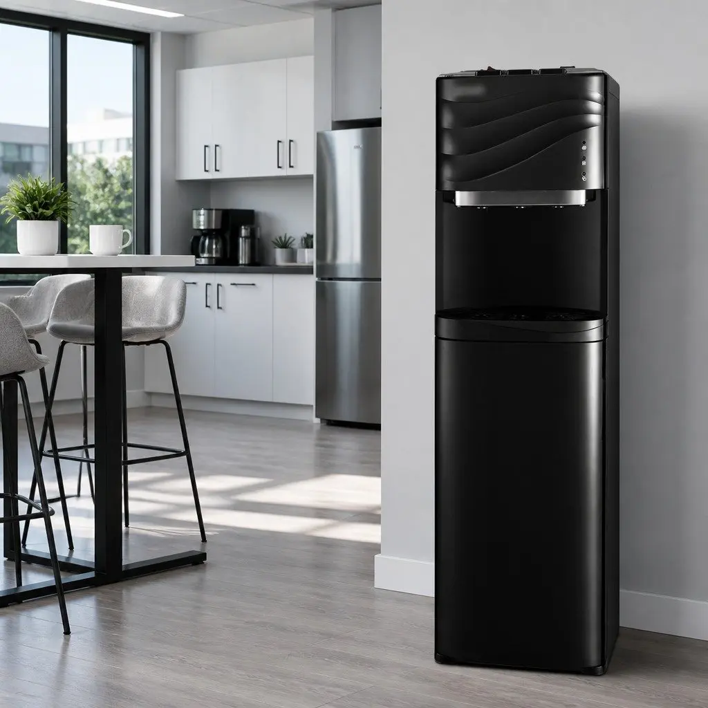 Water Dispenser Bottom Load Black Electronic Hot Cold Warm Water Cooler with Three Taps