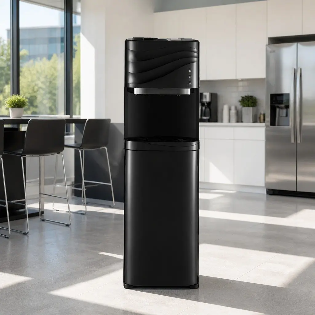 Water Dispenser Bottom Load Black Electronic Hot Cold Warm Water Cooler with Three Taps