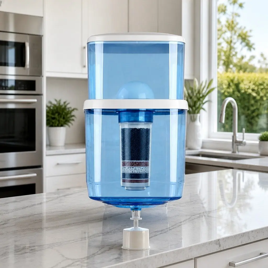 Water Dispenser Filter Bottle 22L Food-Grade Plastic 7-Stage Filtration System Blue Top-Loading