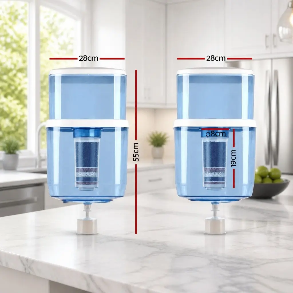 Water Dispenser Filter Bottle 22L Food-Grade Plastic 7-Stage Filtration System Blue Top-Loading