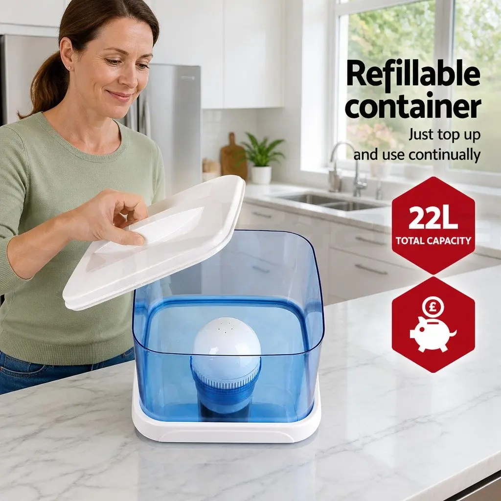 Water Dispenser Filter Bottle 22L Food-Grade Plastic 7-Stage Filtration System Blue Top-Loading