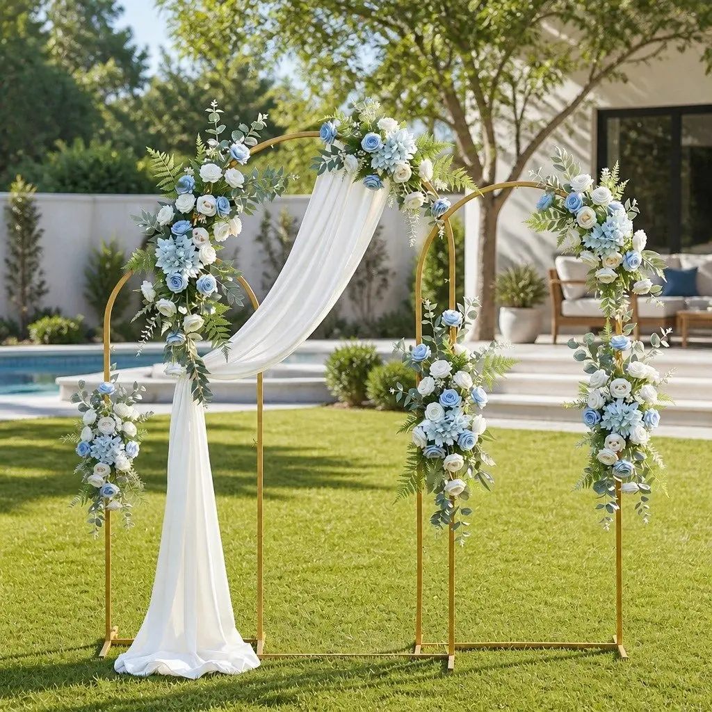 Wedding Arch Backdrop Stand Set of 3 Metal Frame Gold Party Decoration Ceremony