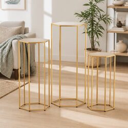 Practical 3-Piece Gold Hexagon Stand Set for Events