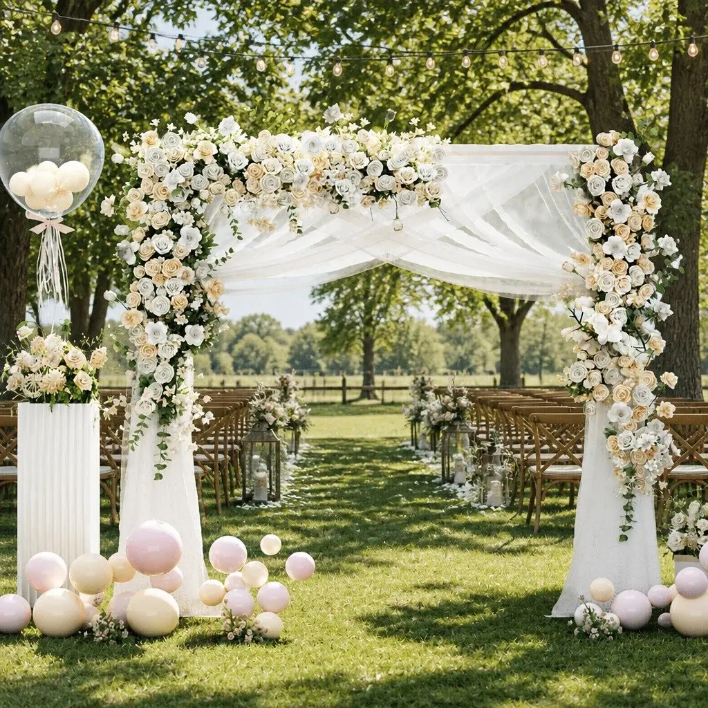 Backdrop Stand Metal 2M Gold for Wedding Background Decoration Party Flower Balloon Display