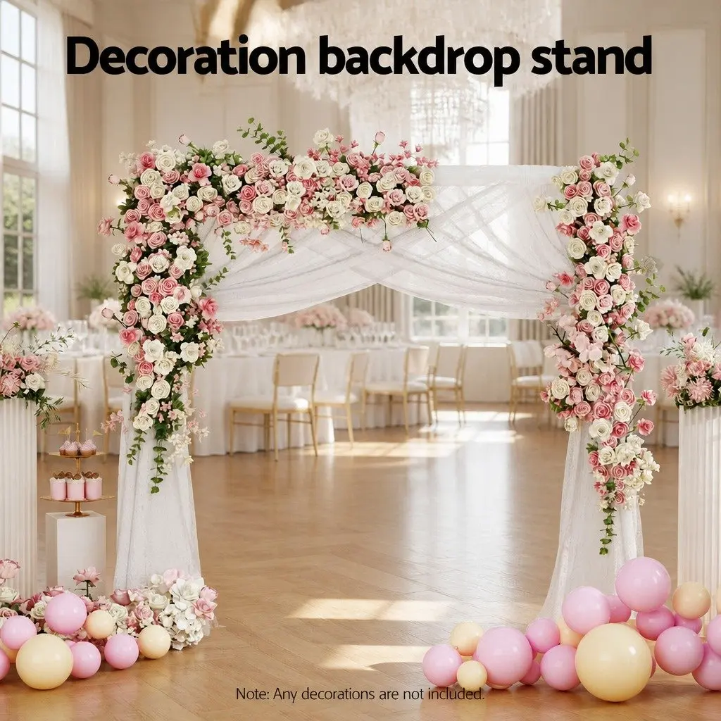 Backdrop Stand Metal 2M White for Wedding Party Decoration Display Flower Balloon Background