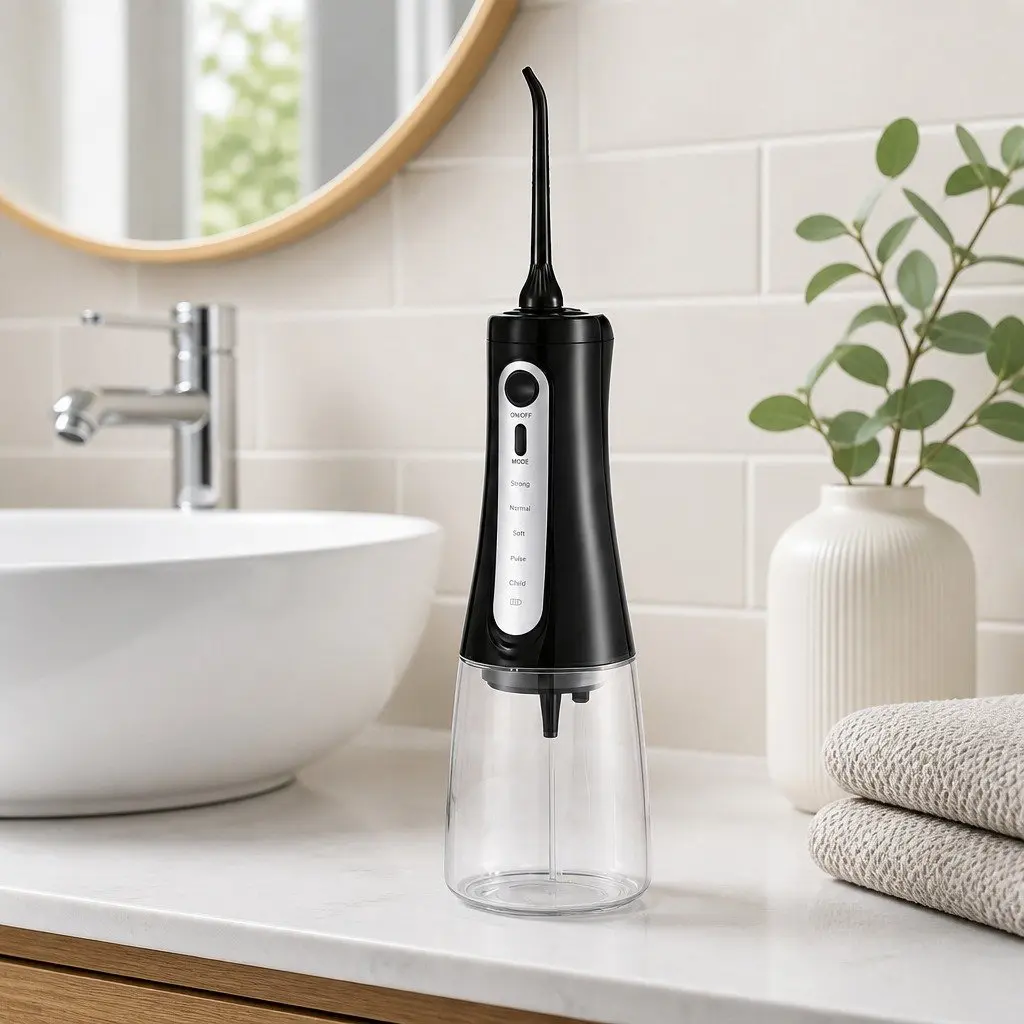 Cordless Water Flosser Oral Irrigator 350ml Tank Black