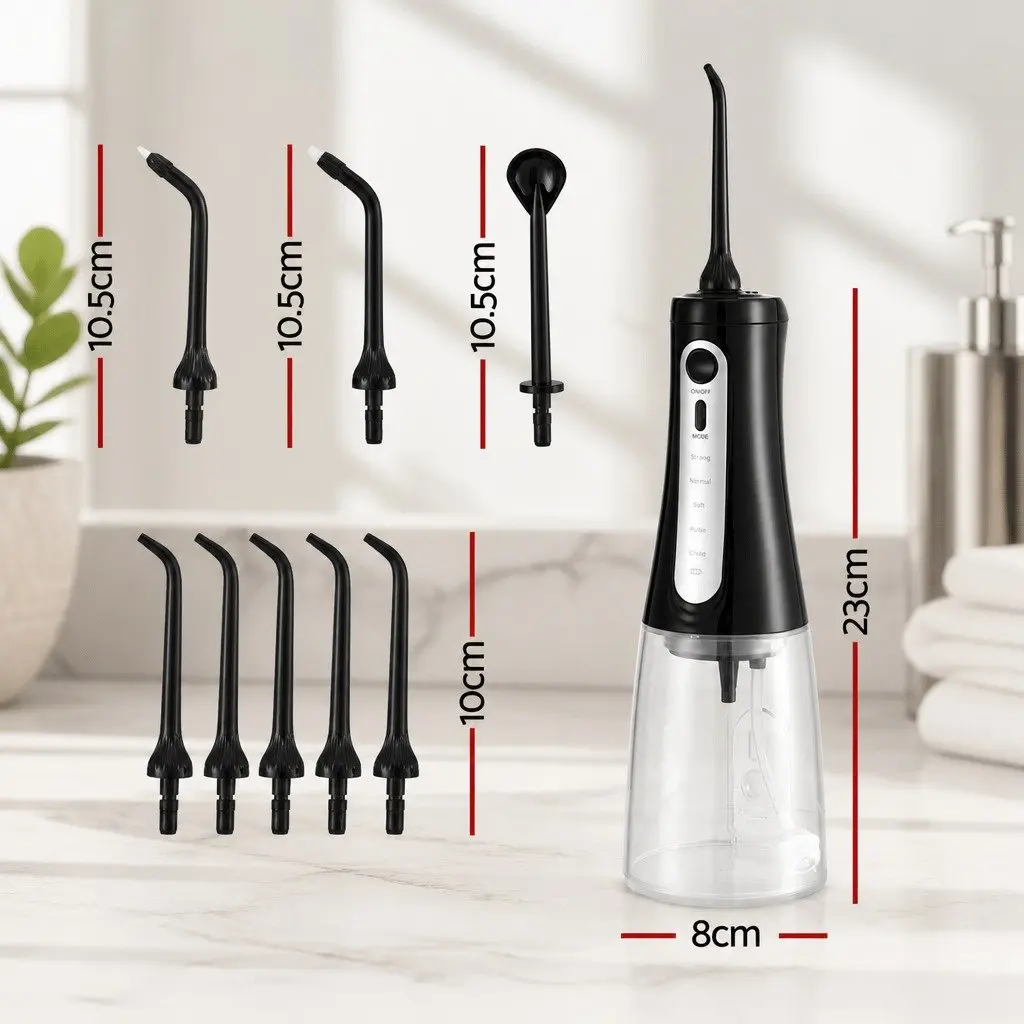 Cordless Water Flosser Oral Irrigator 350ml Tank Black