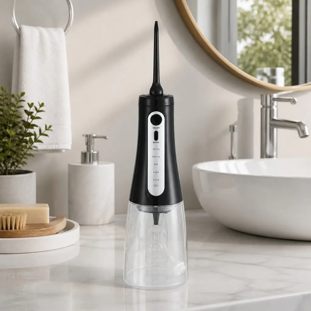 Cordless Water Flosser Oral Irrigator 350ml Tank Black