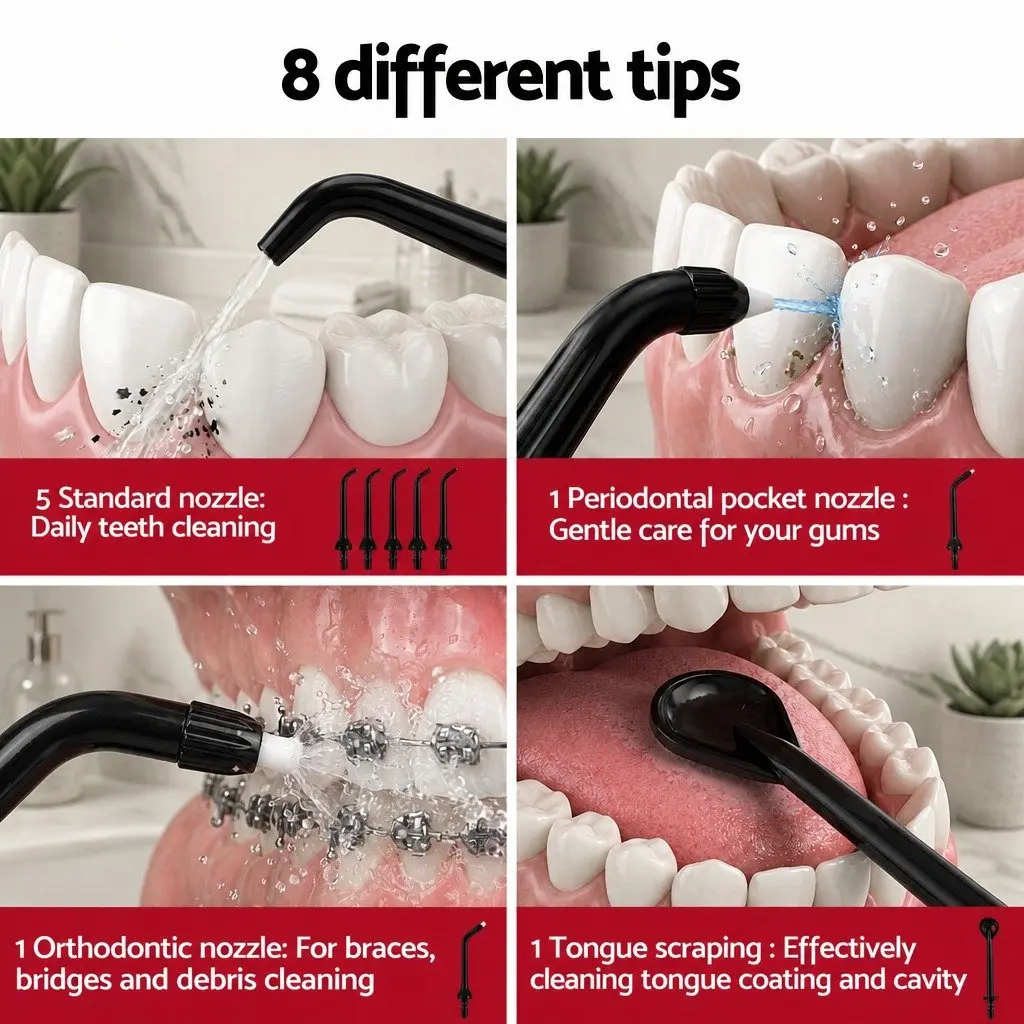 Cordless Water Flosser Oral Irrigator 350ml Tank Black