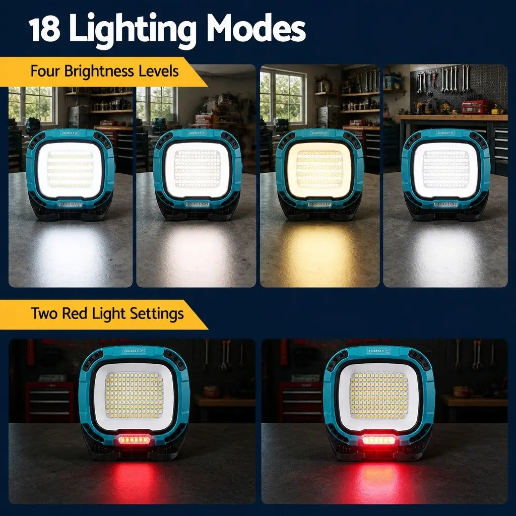 LED Work Light Rechargeable USB Cordless Magnetic Rotating Lamp 18 Modes 142