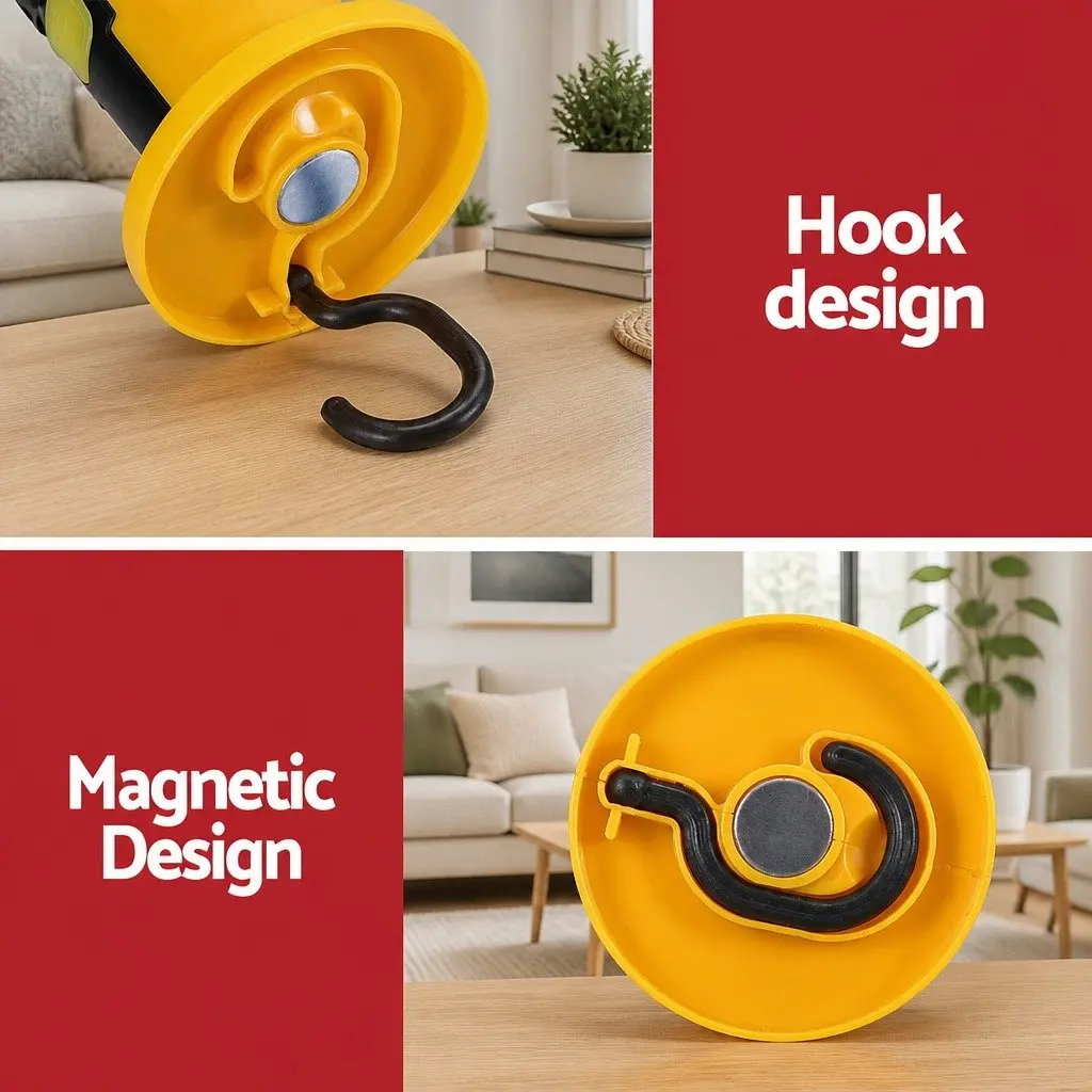 Rechargeable LED Work Light Portable Cordless Folding Lamp Yellow 300LM with Magnetic Attachment and 90 Degree Rotation