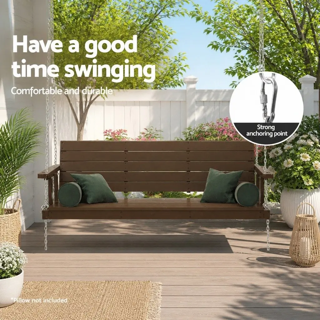 3 Seater Swing Chair Outdoor Garden Furniture Wooden Bench Solid Fir Brown