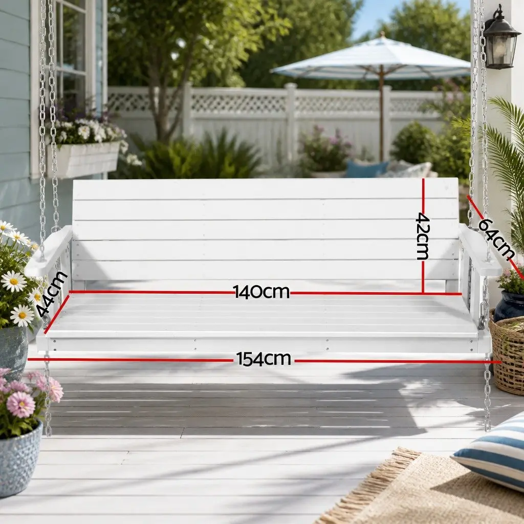 3 Seater Porch Swing Chair Outdoor Hanging Bench Garden Furniture White