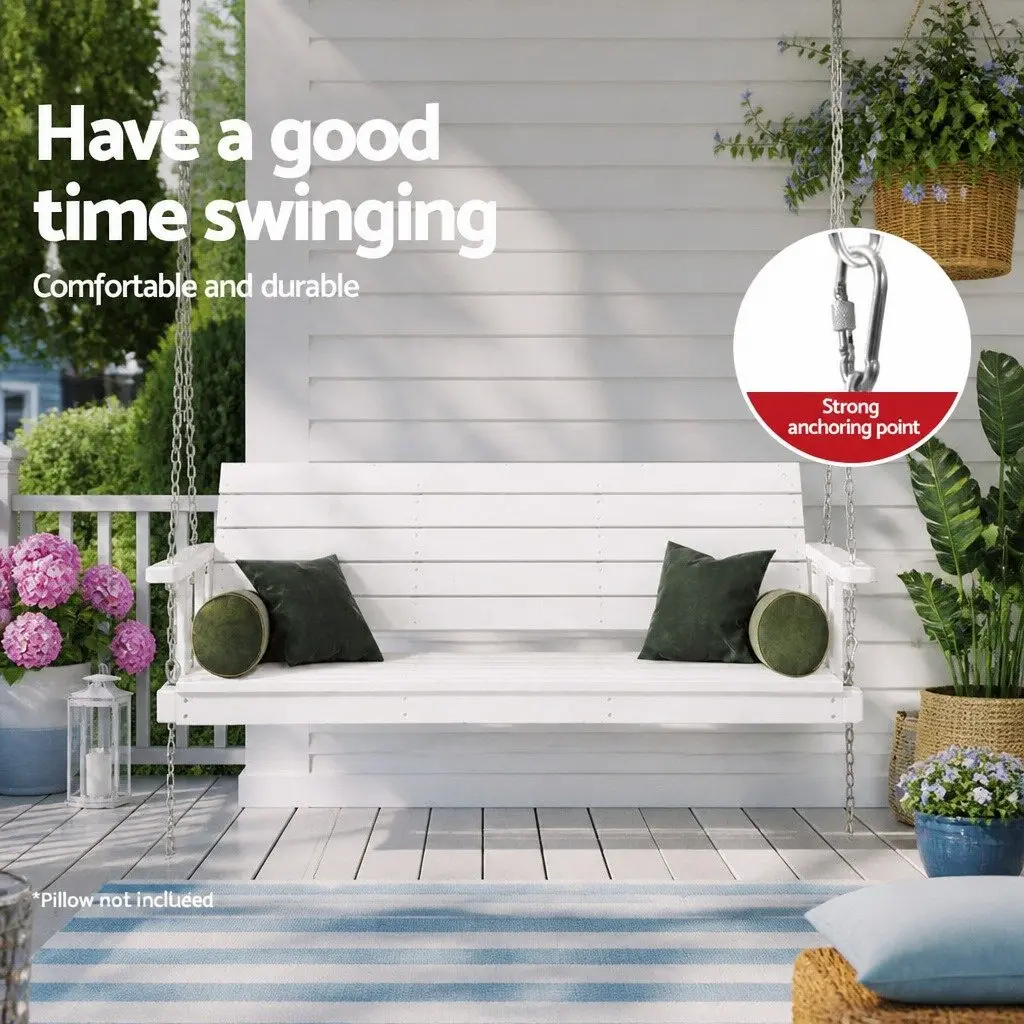 3 Seater Porch Swing Chair Outdoor Hanging Bench Garden Furniture White
