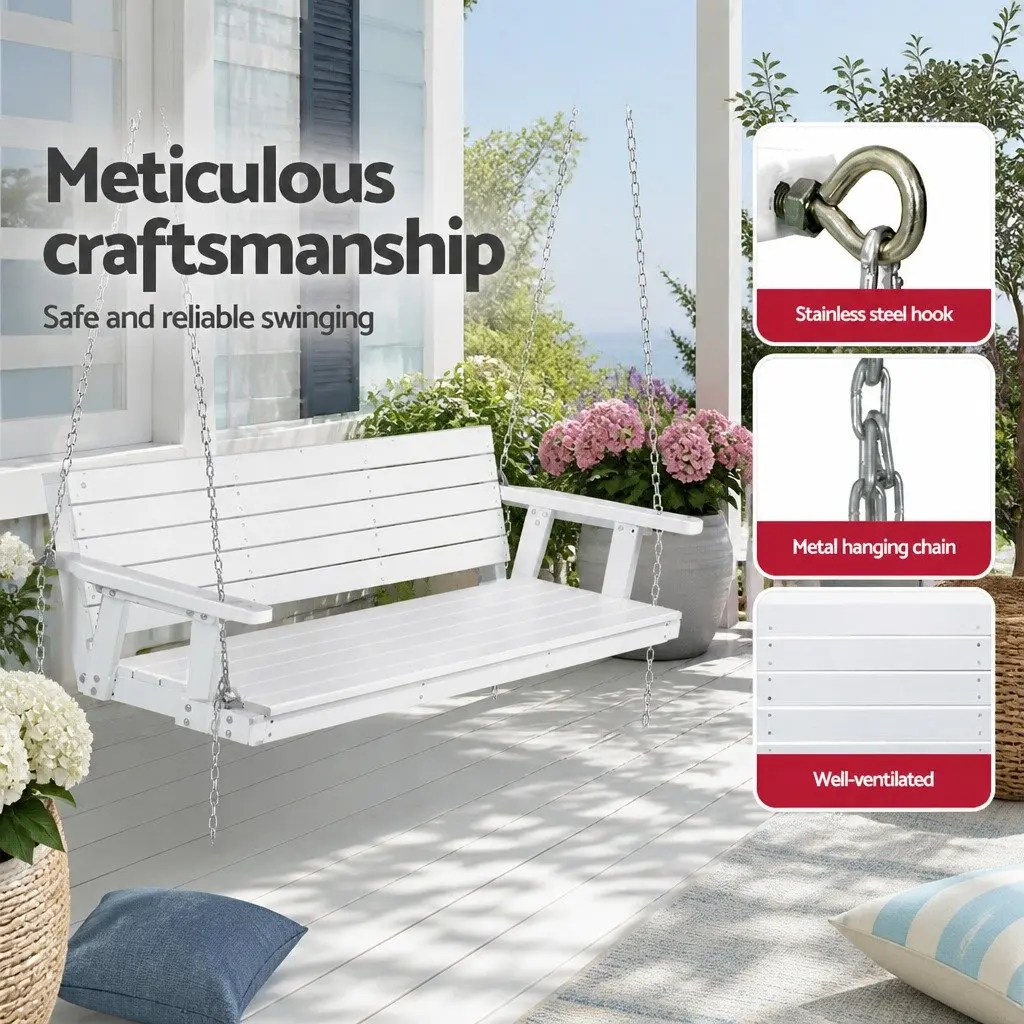 3 Seater Porch Swing Chair Outdoor Hanging Bench Garden Furniture White