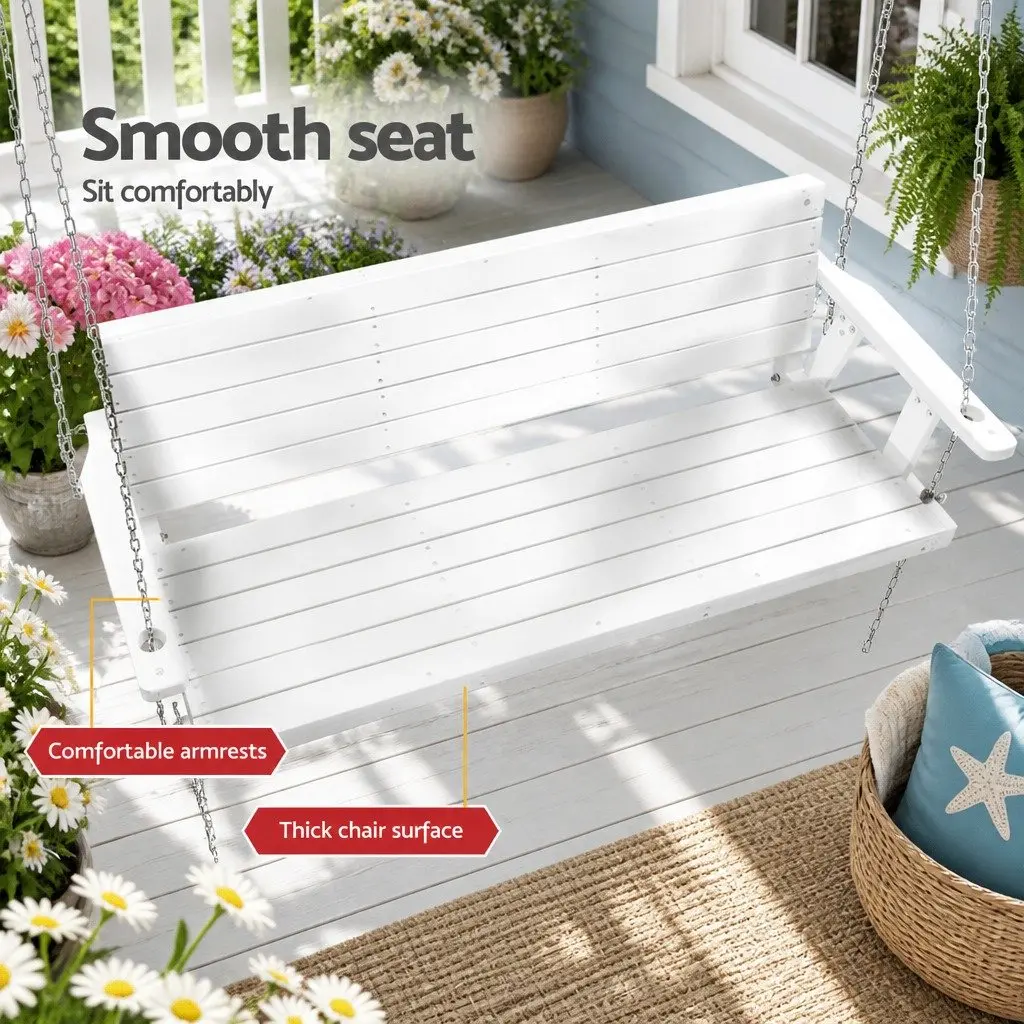 3 Seater Porch Swing Chair Outdoor Hanging Bench Garden Furniture White