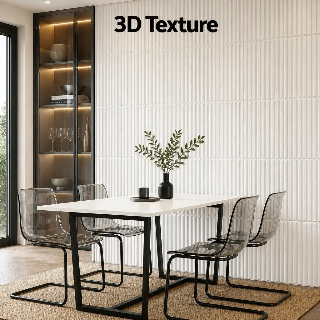 PVC Decorative 3D Wall Panels White 50x50cm Set of 15 Vertical Feature Panels