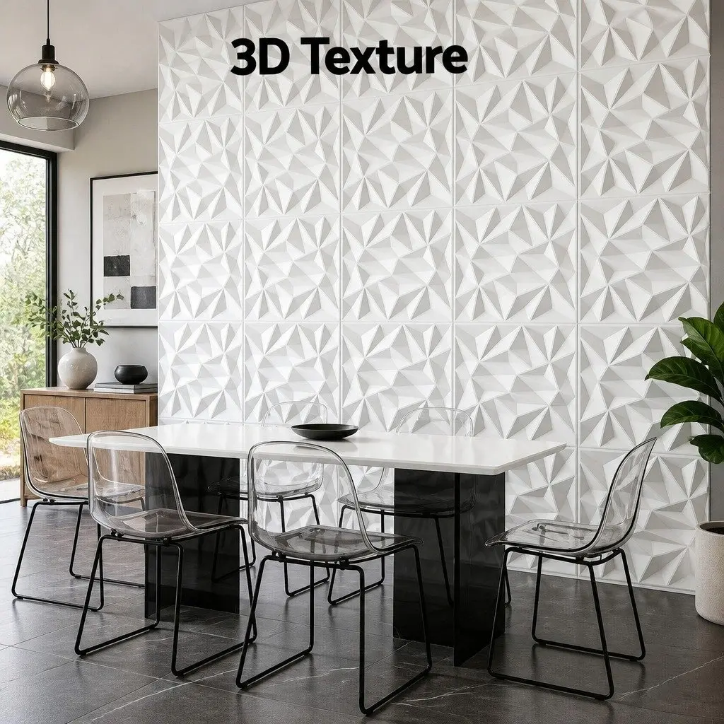 3D Wall Panels PVC Diamond Pattern 50x50cm White Set 15
